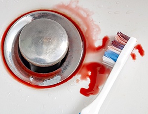 Blood on a toothbrush